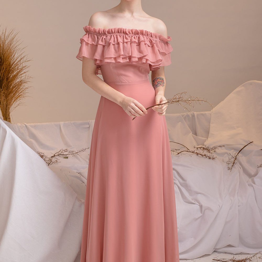 off shoulder maxi dress