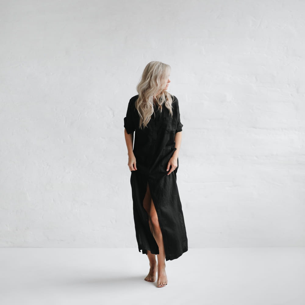 black shirt dress