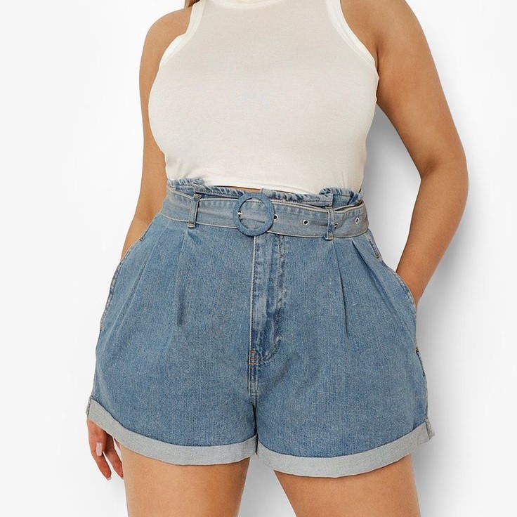 plus size denim shorts high waist