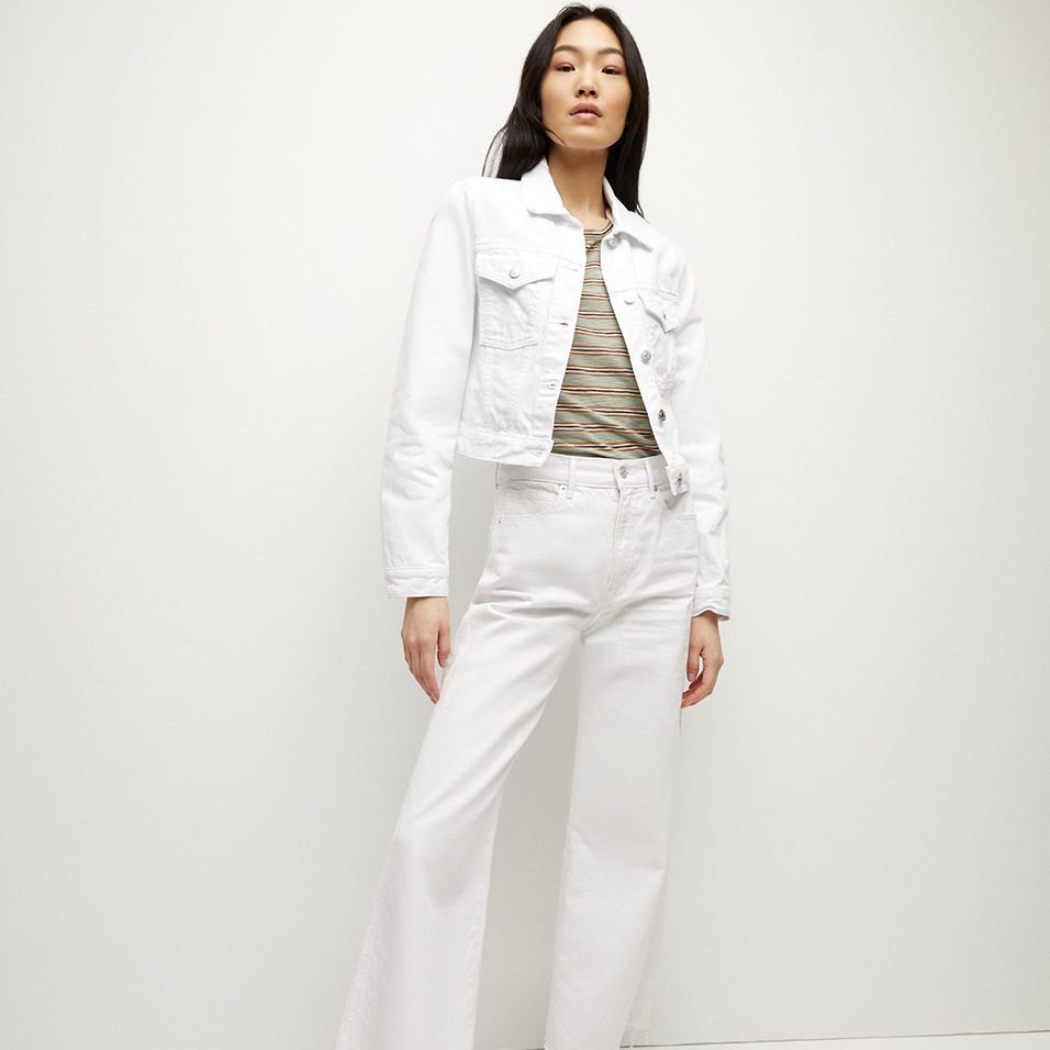 white jean jacket