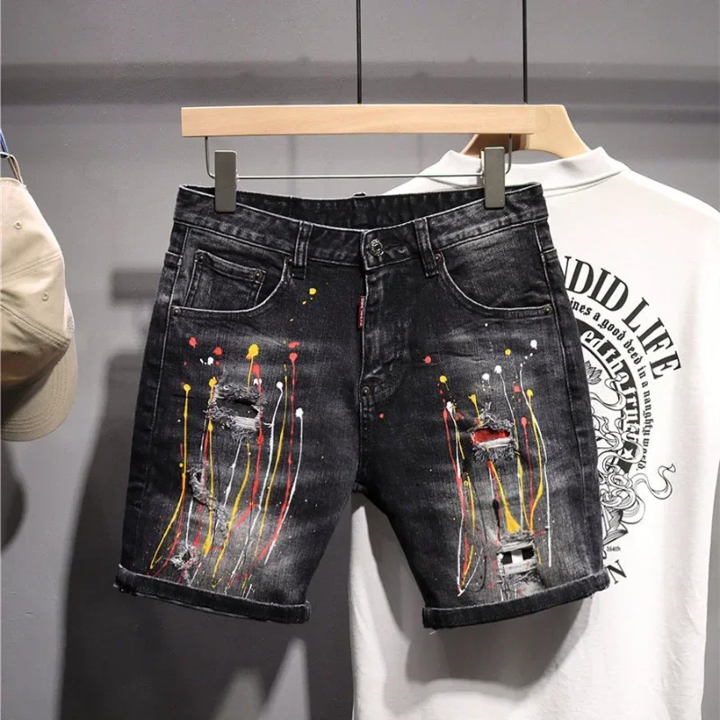 black jean shorts men