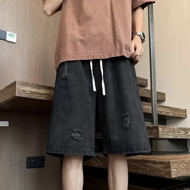 black jean shorts men