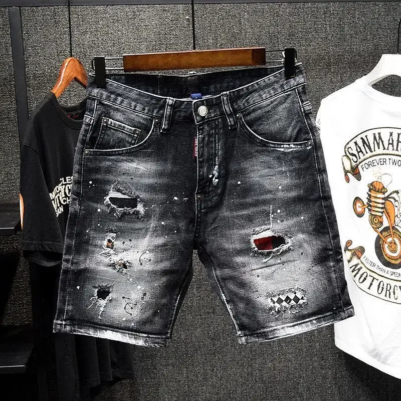 black jean shorts men