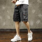 black jean shorts men