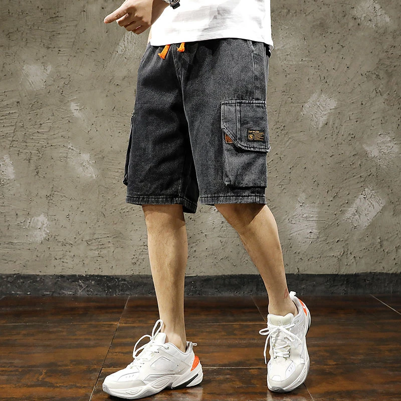 black jean shorts men